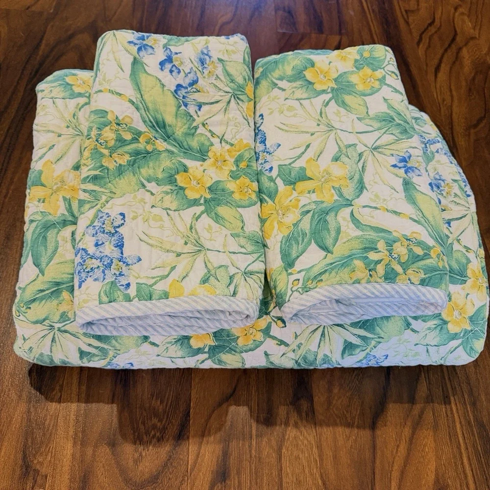 Tommy Bahama‎ Paradise Point Full Queen Quilt Set Floral Tropical Reversible